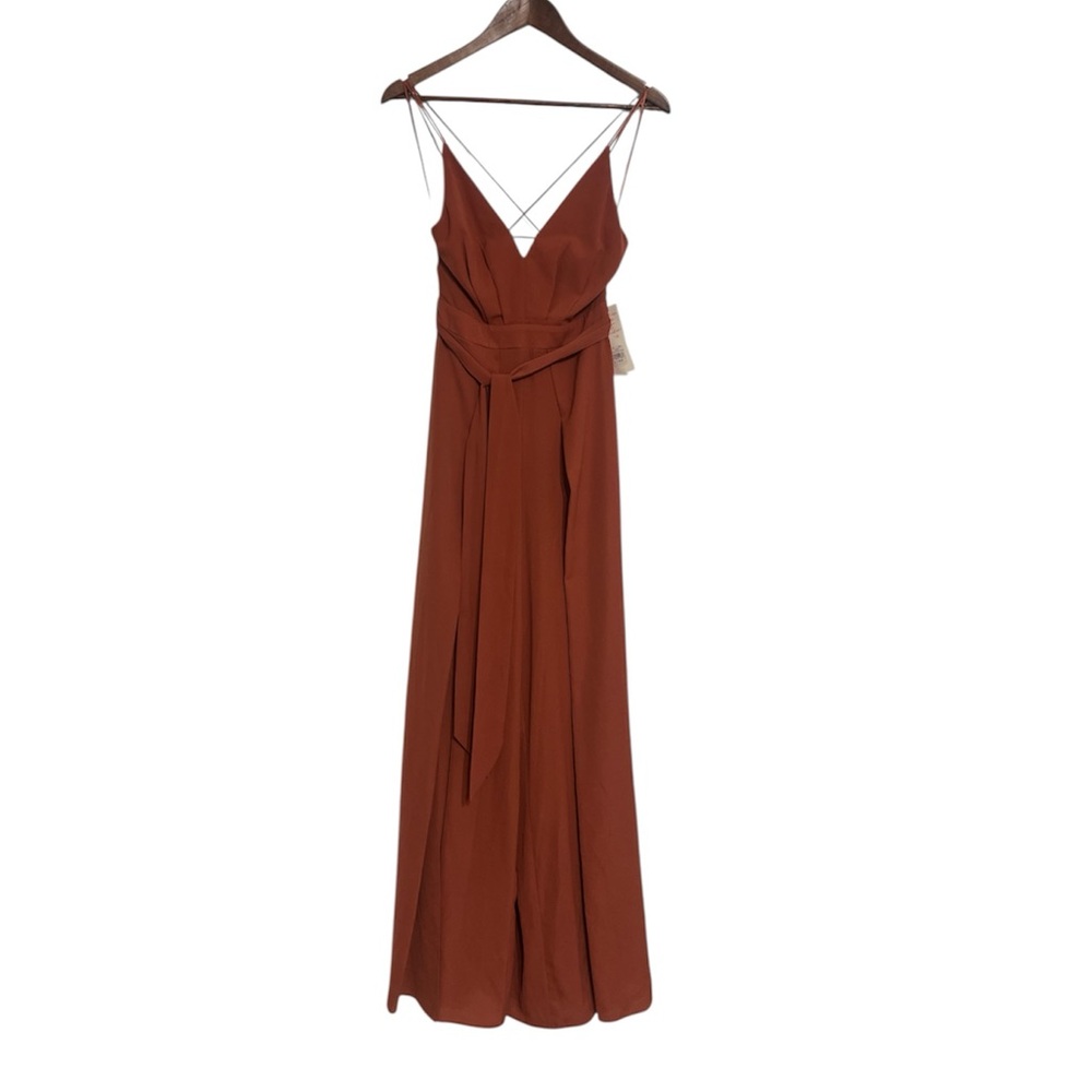 American Threads Rust Deep V Wide Leg Jumpsuit NWT Strappy Back Jumpsuit Small